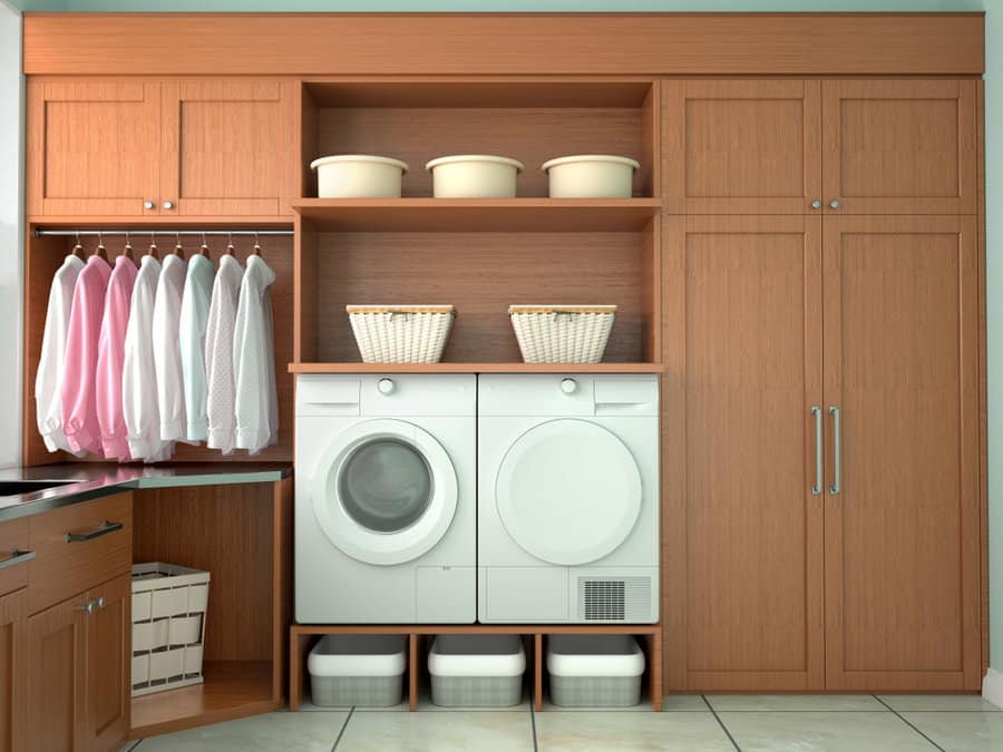 wall-to-wall laundry storage