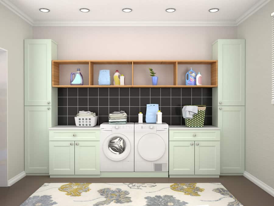 wall-to-wall laundry storage