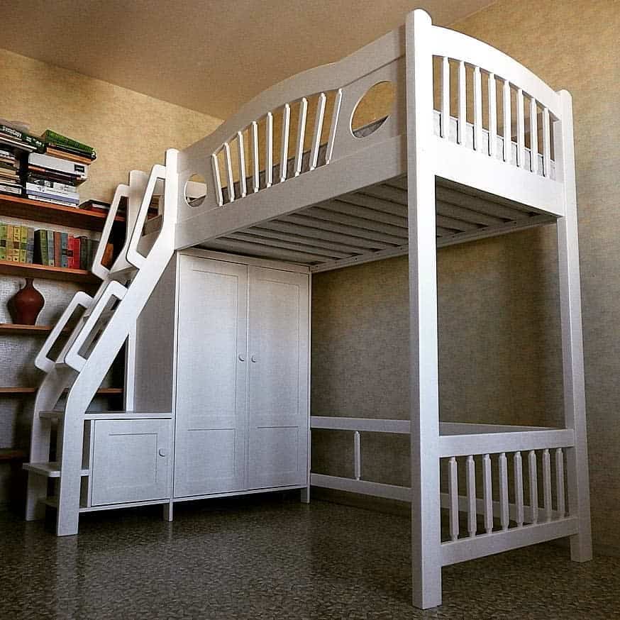 loft bed with built-in closet