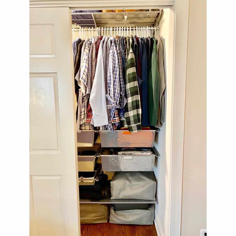 small closet with footwear organizer