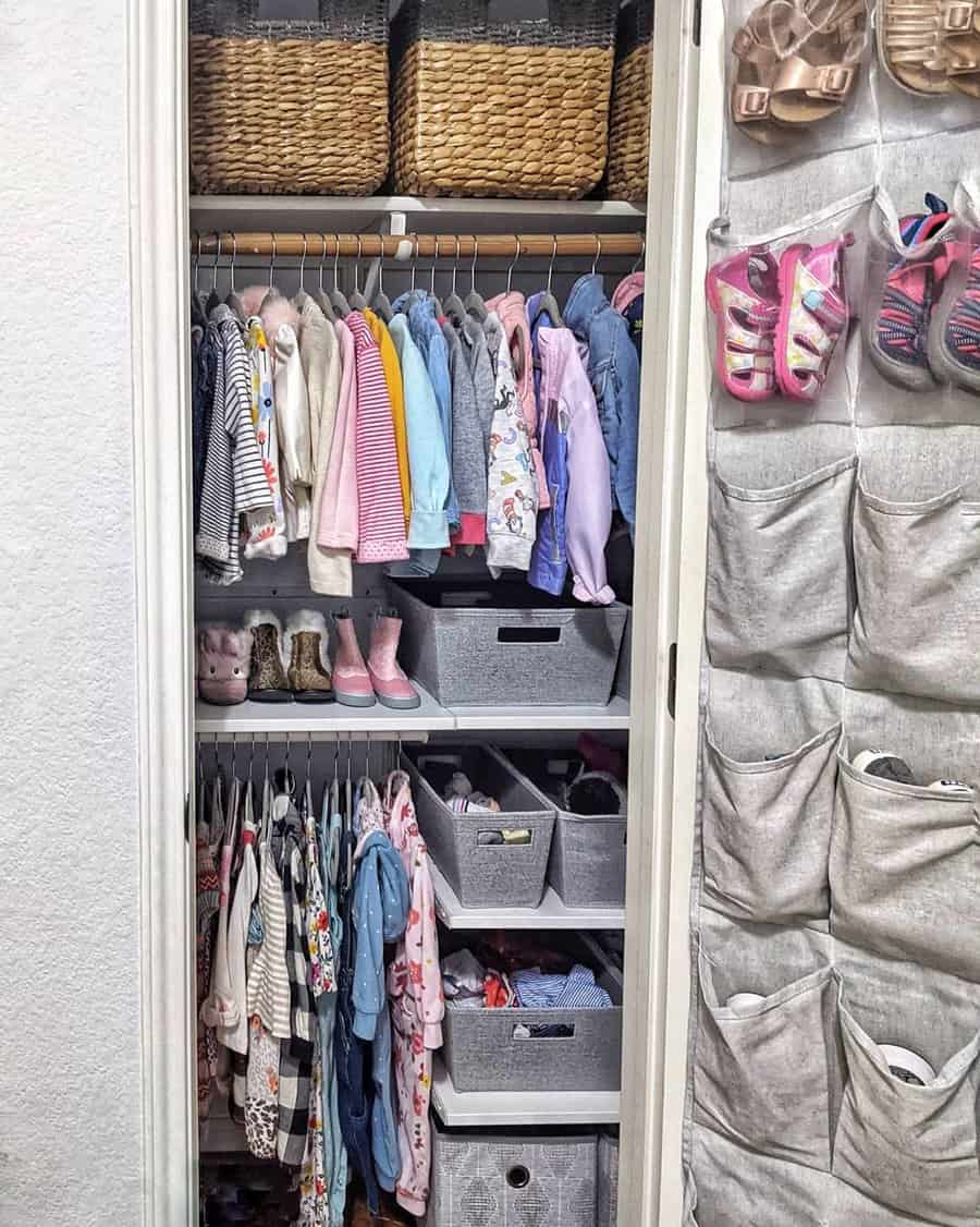 Small closet with footwear organizer