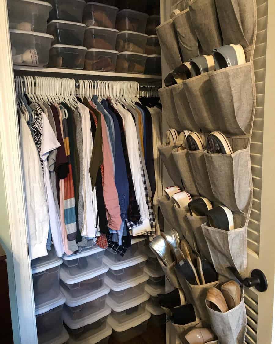 Small closet with footwear organizer