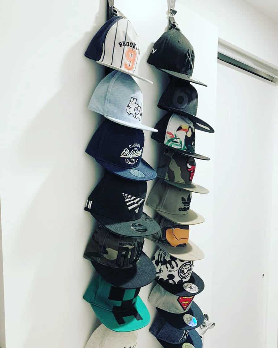 Wall mounted cap storage