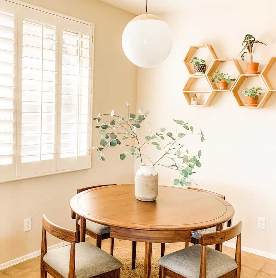 small dining room with wall decor