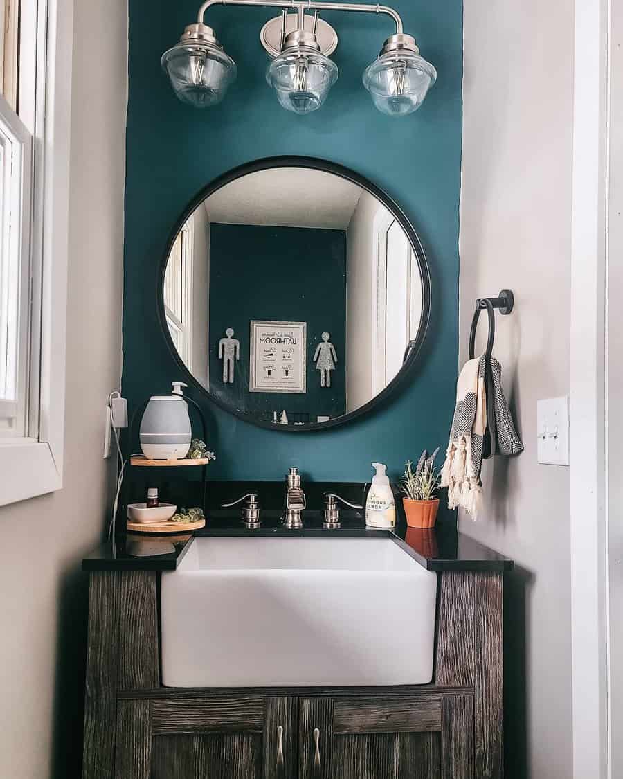 Teal bathroom walls