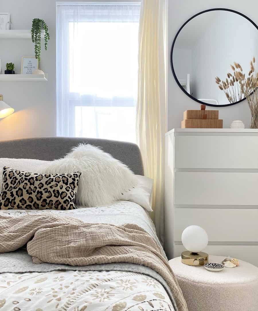 Warm grey bedroom for teen