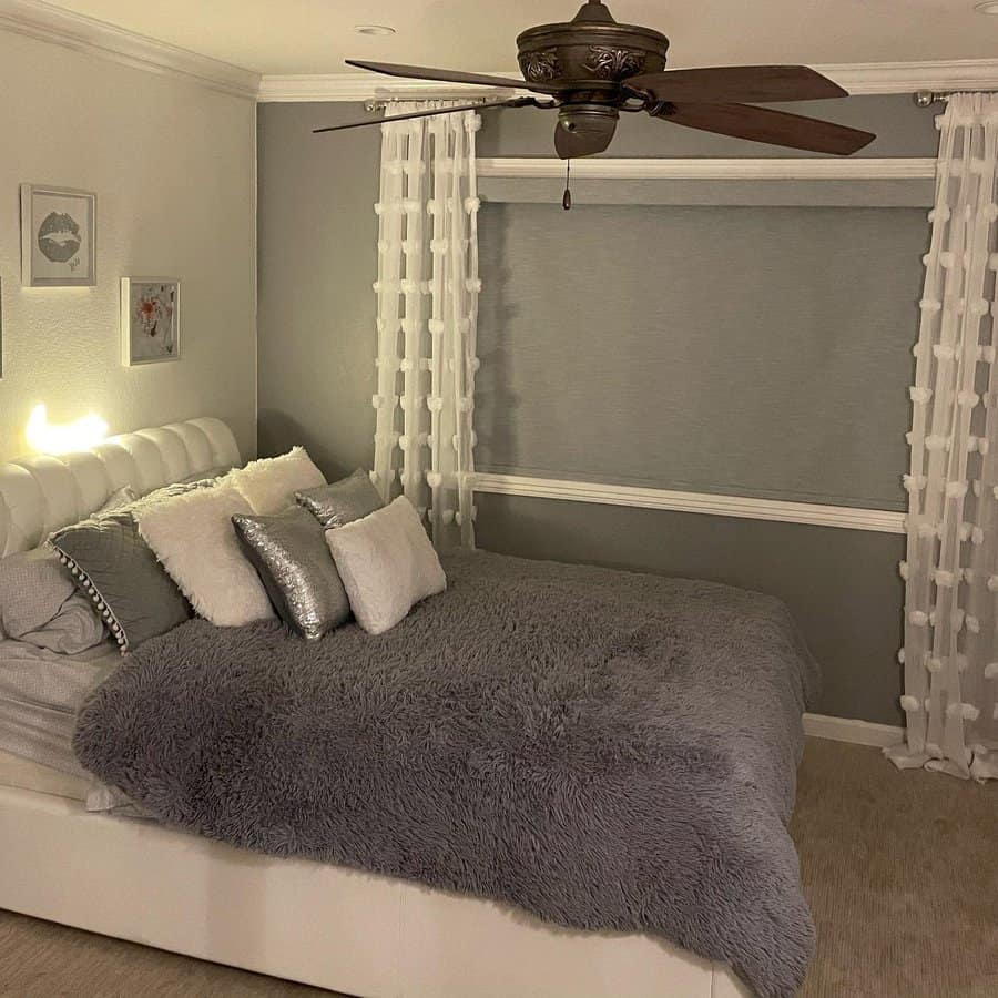 Warm grey bedroom for teen