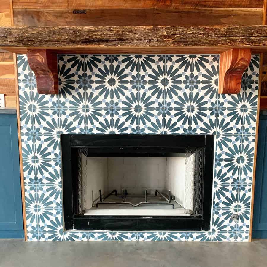 decorative tile fireplace hearth