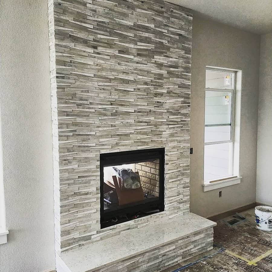 stone tile fireplace hearth