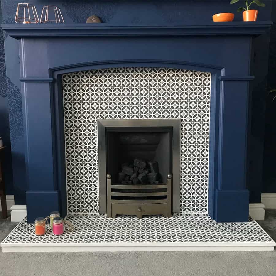 Ceramic tile fireplace surround