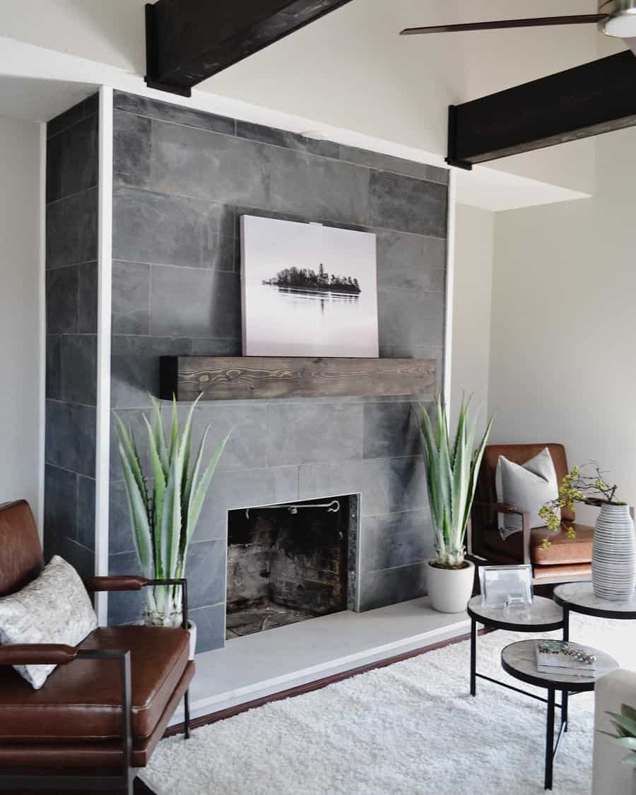 concrete fireplace wall
