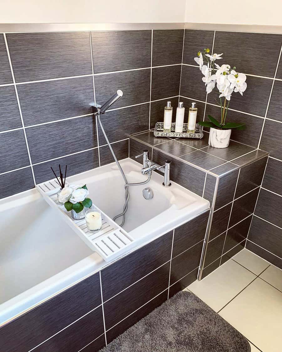 Grey tile bathroom