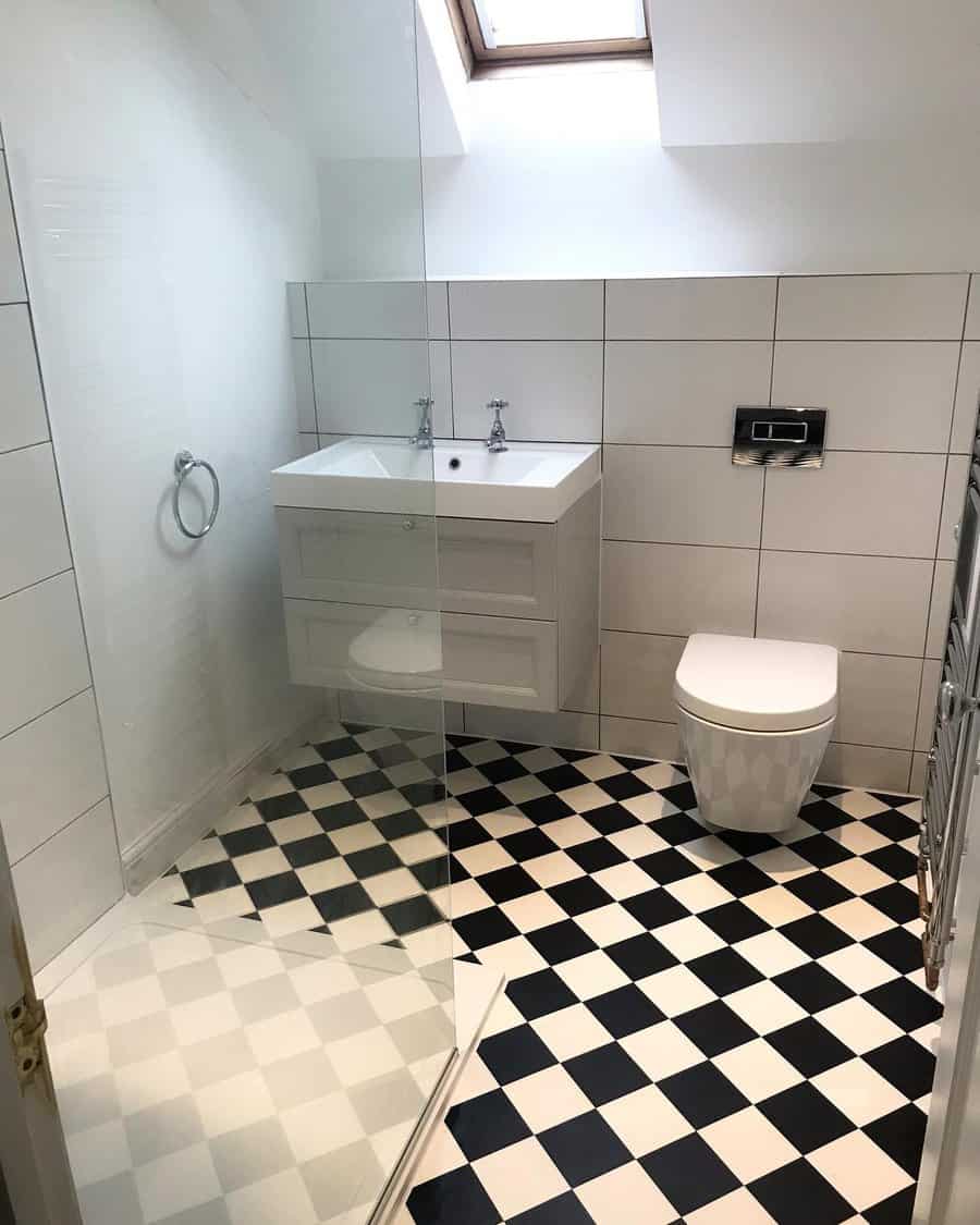 Modern Bathroom With Checkered Tiles