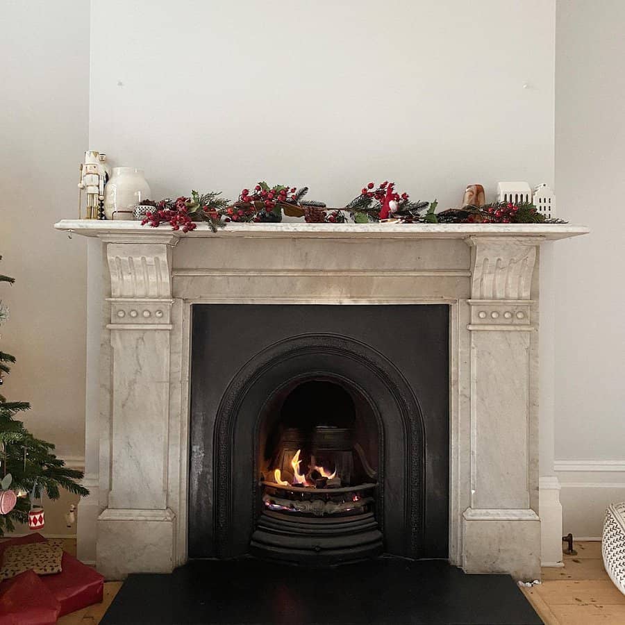 fireplace with arch surround