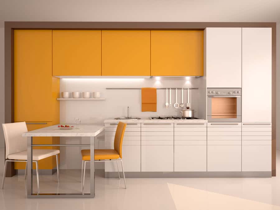 yellow kitchen cabinet