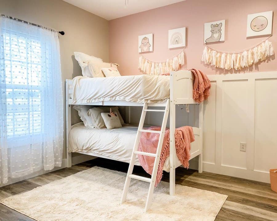 Pink and peach color block bedroom paint