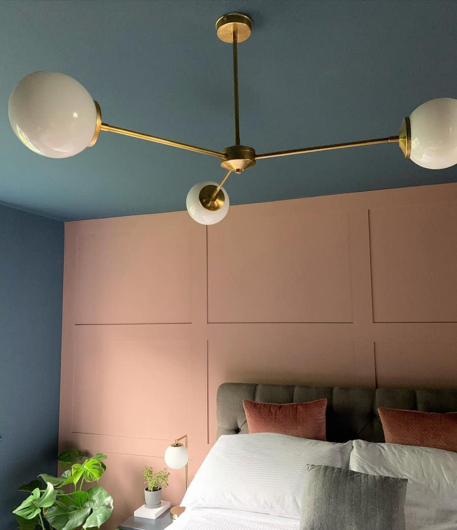 blue and pink color block bedroom paint