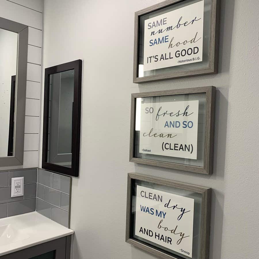 Typography art in bathroom