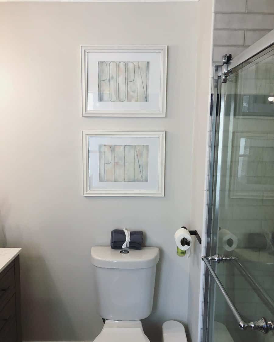 Typography art in bathroom