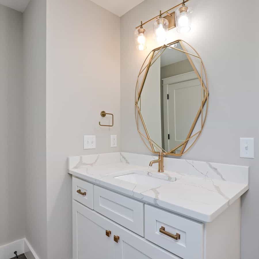 Bathroom sink with marble countertop