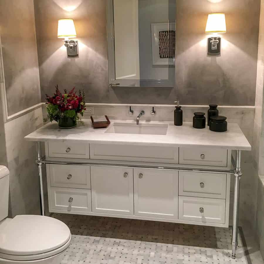 Bathroom sink with marble countertop