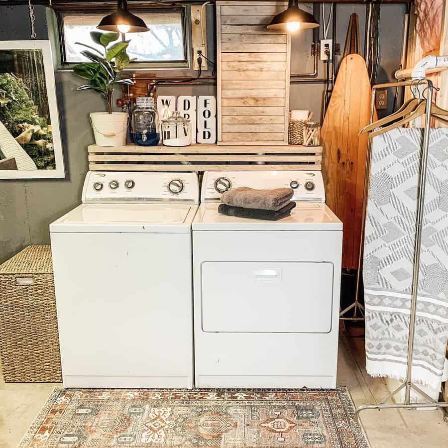 Rustic laundry shelves