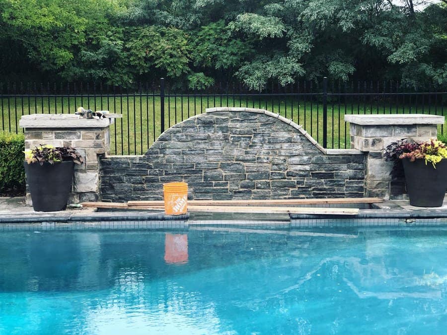 stamped concrete privacy wall