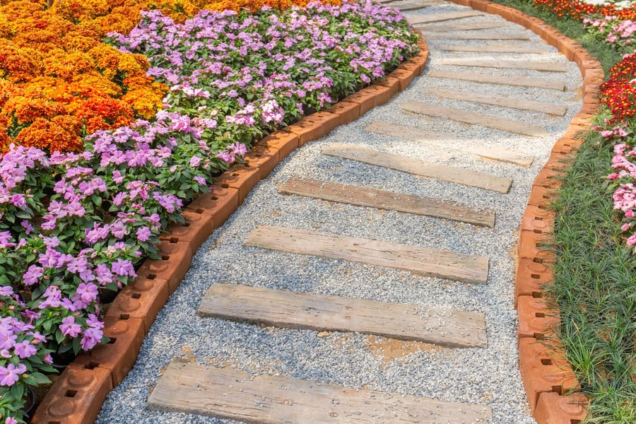 Wood garden path