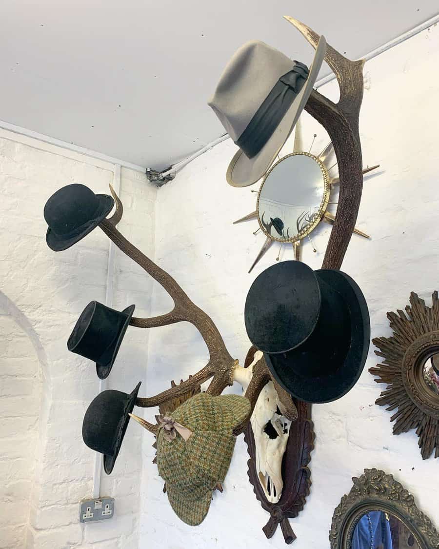 Deer horn hat rack ideas