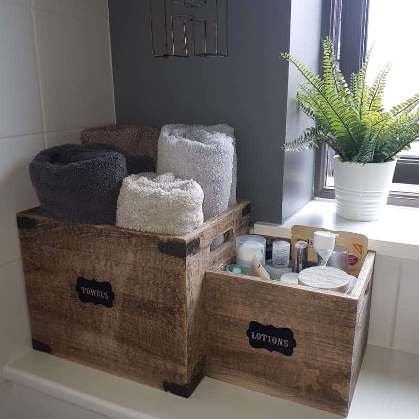 Crate towel storage