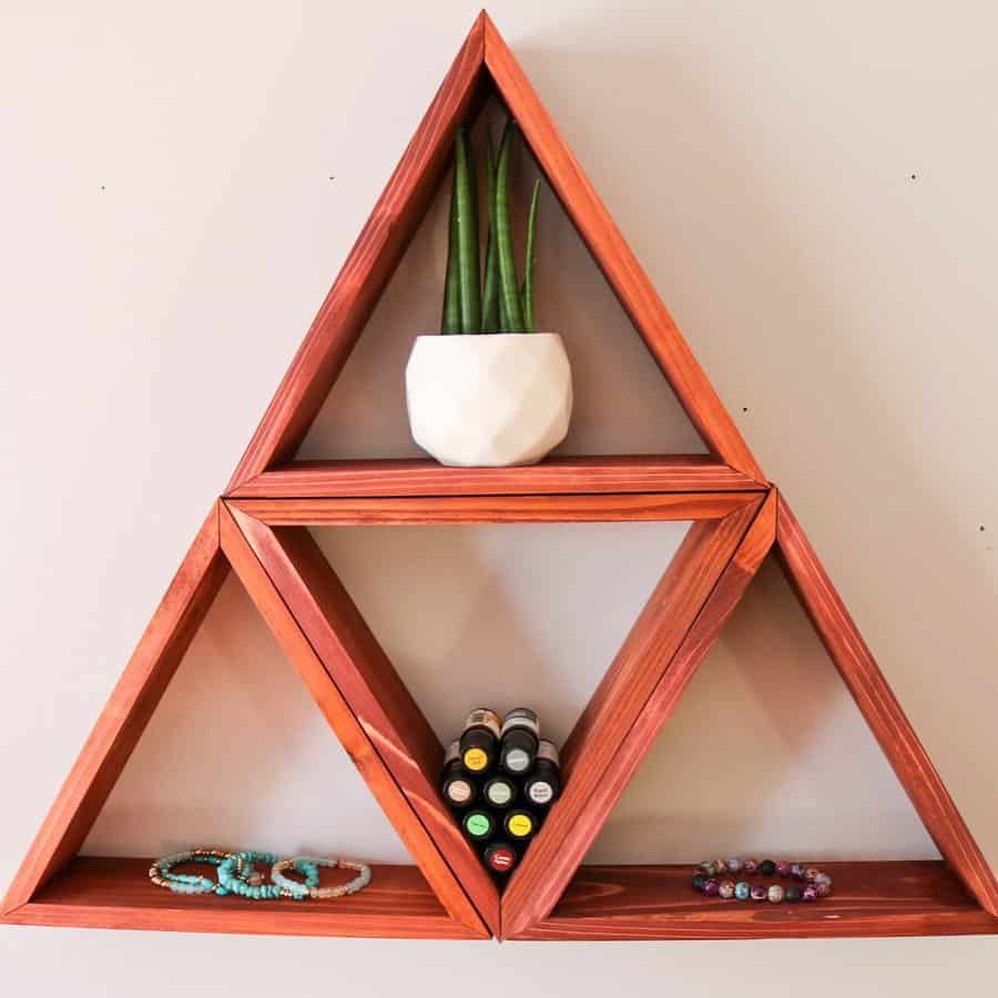 Triangular Wood-framed Wall Shelf