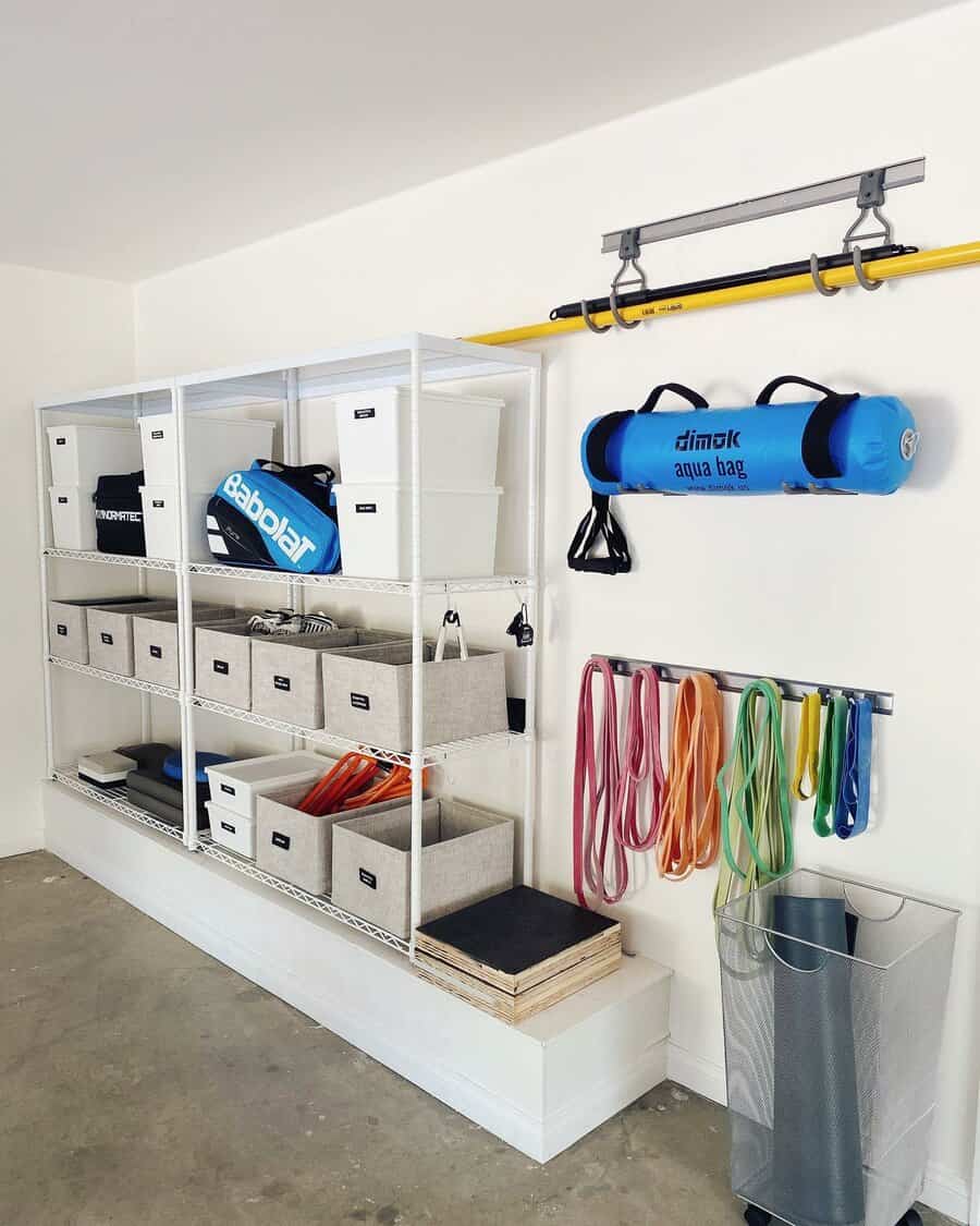 Wall mounted gym storage