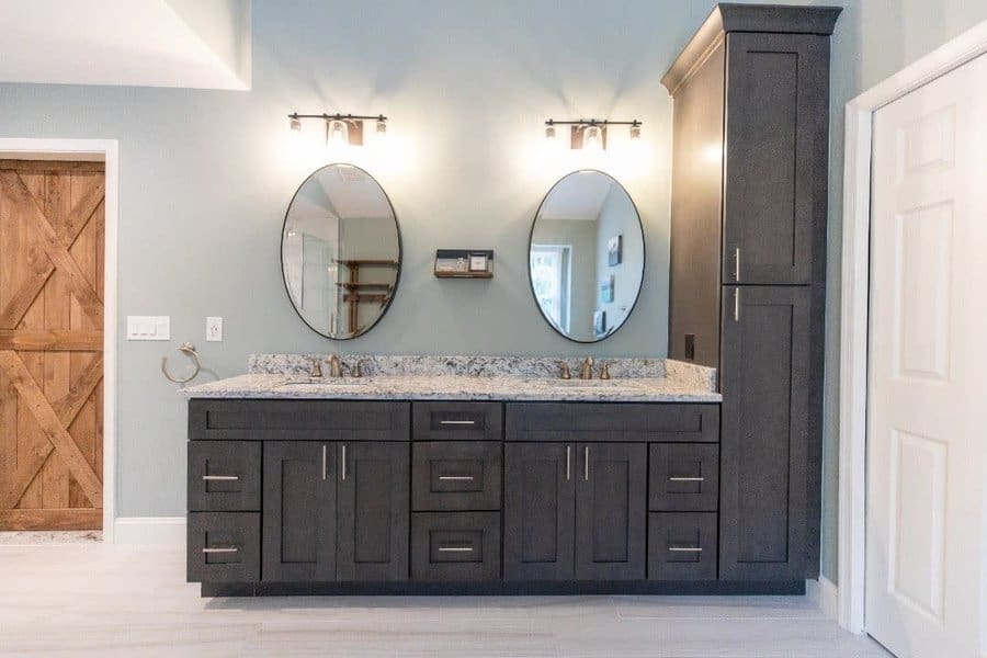 Modern bathroom with two vanity lights