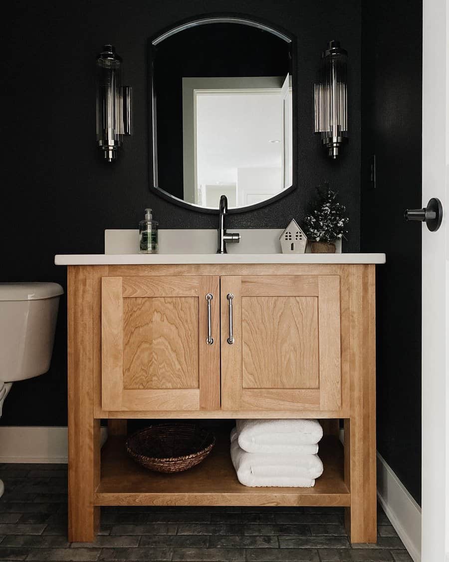 Bathroom sink with marble countertop