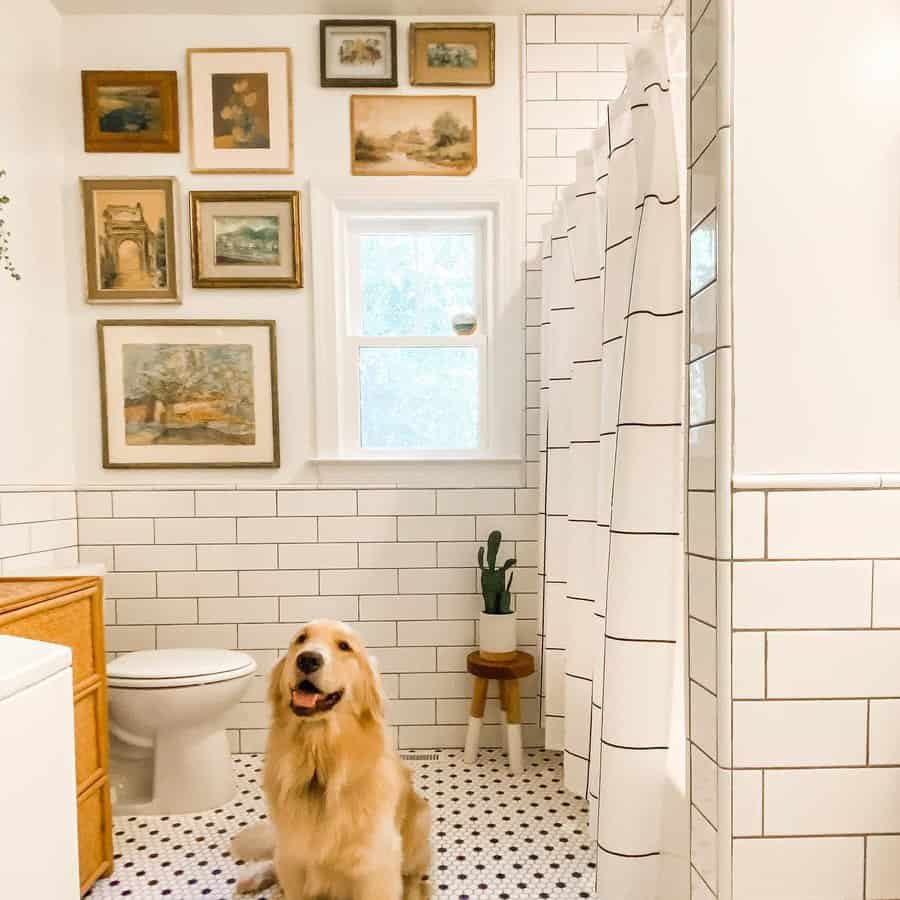 Gallery wall in bathroom