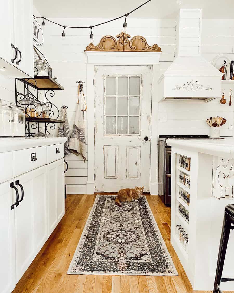 Farmhouse kitchen with rug runner