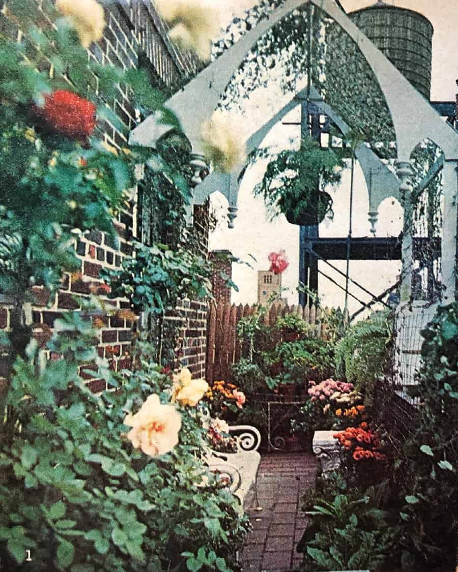 garden with vintage decor