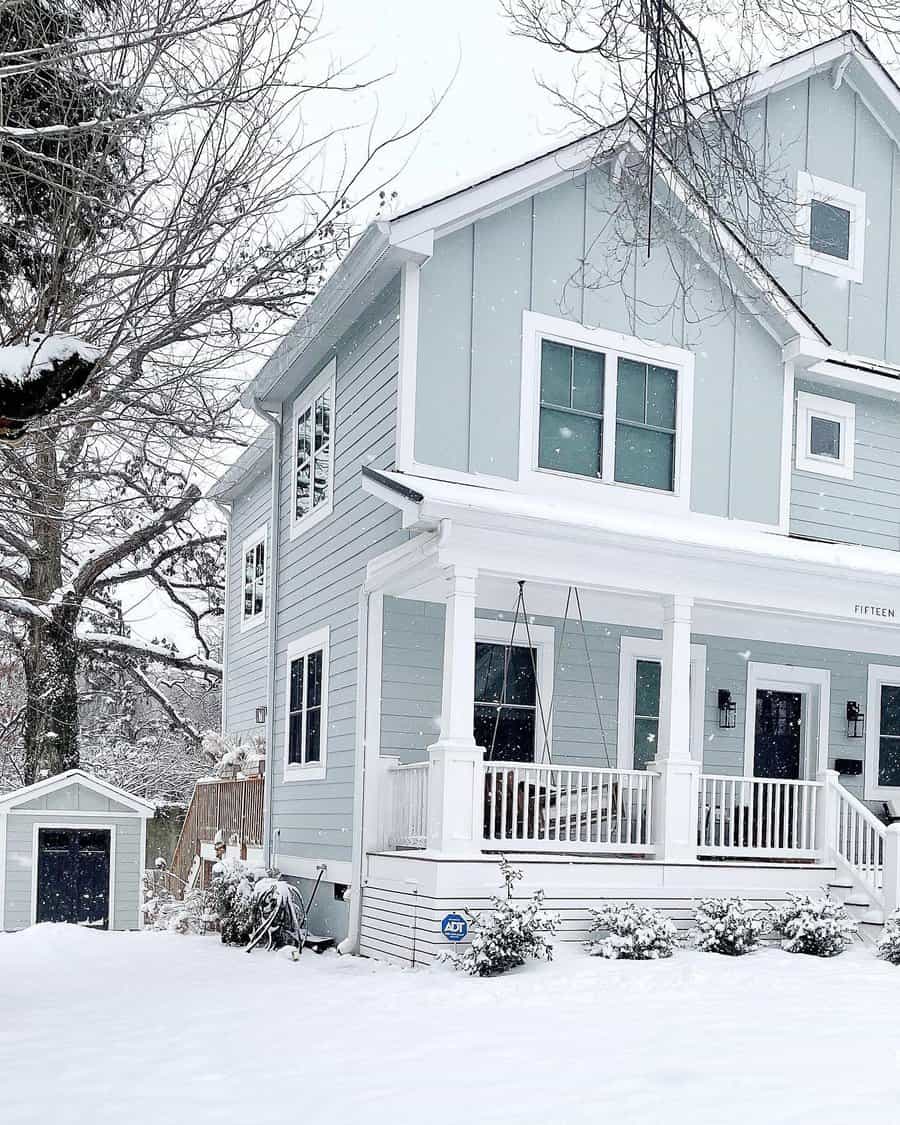 Classic white porch railing