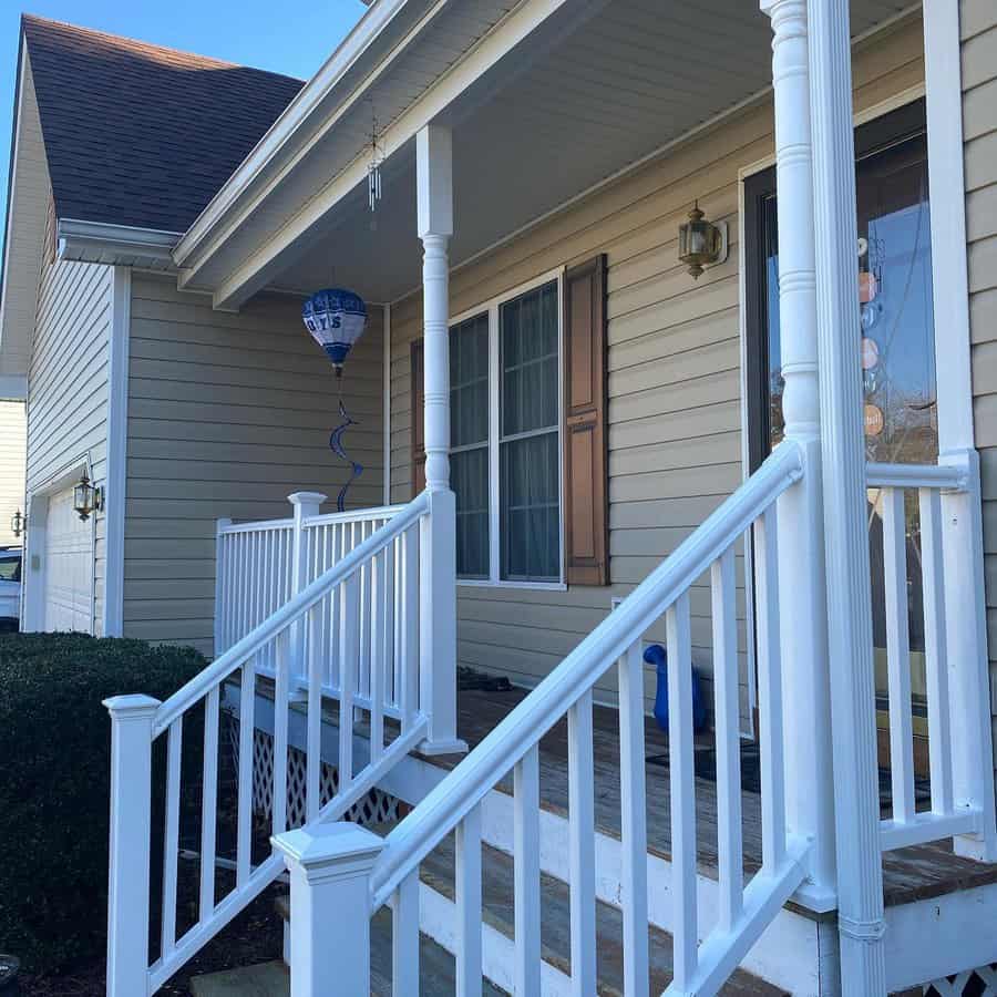 Classic white porch railing