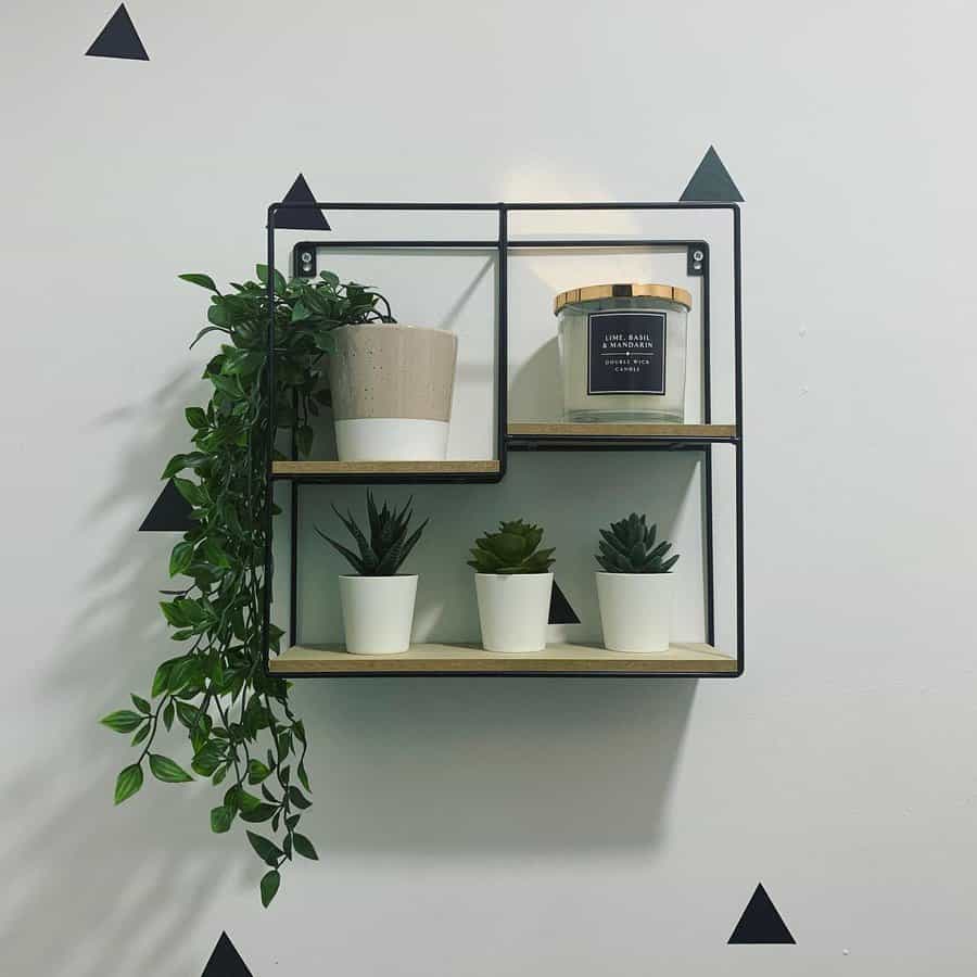 minimalist metal and wood shelf