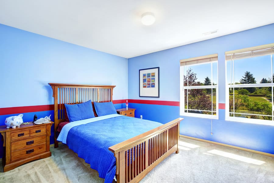 color blocking blue bedroom