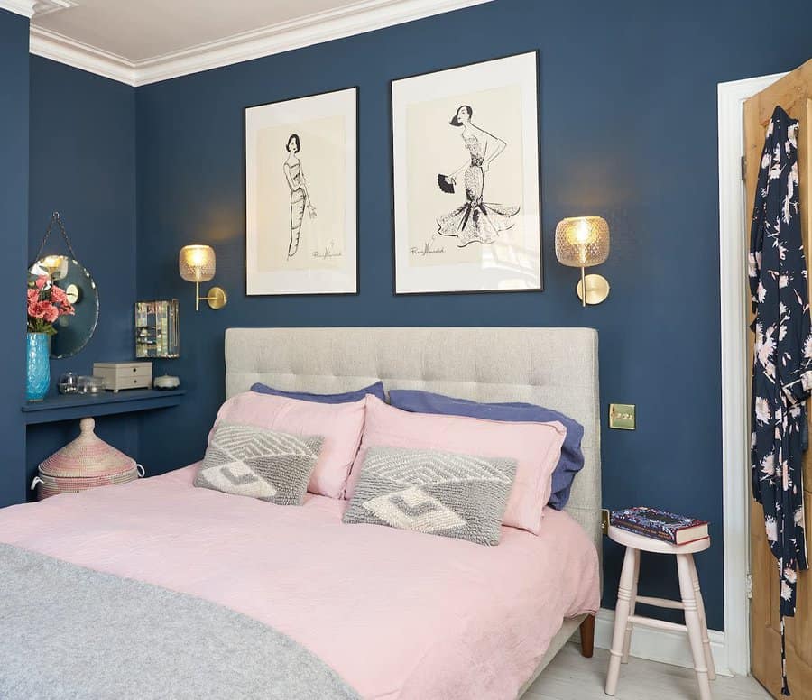 1920s inspired blue bedroom