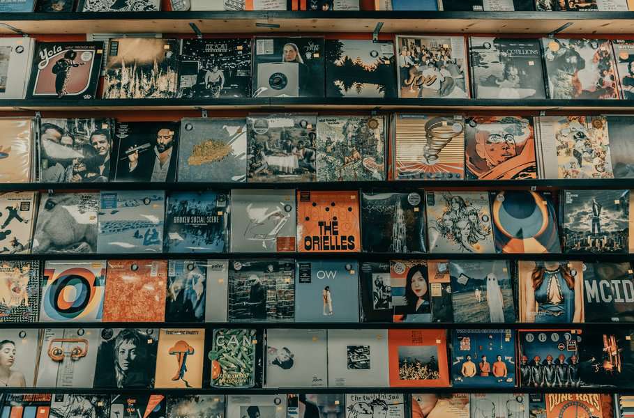 Vinyl display shelf