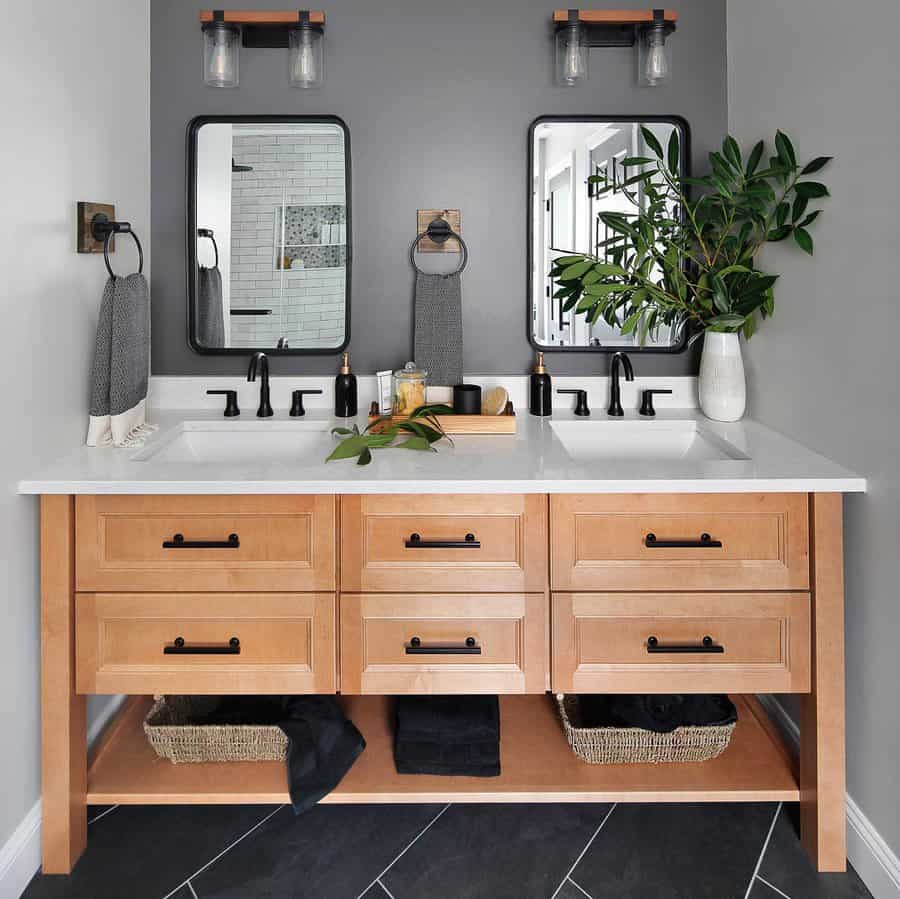 Grey wall bathroom