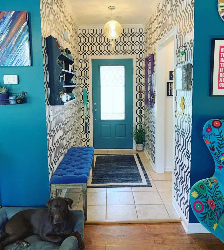 Mudroom shelves with hooks