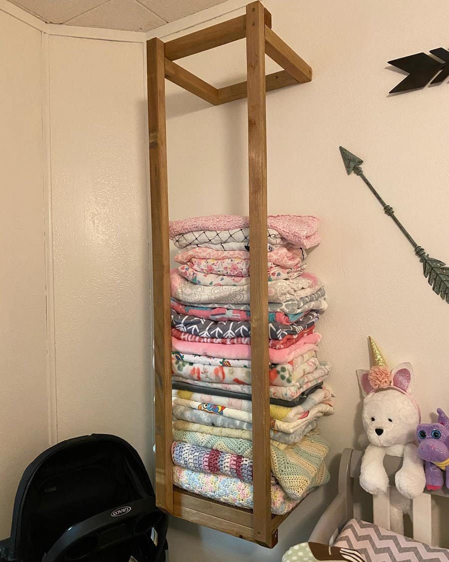 wall-mounted wooden rack