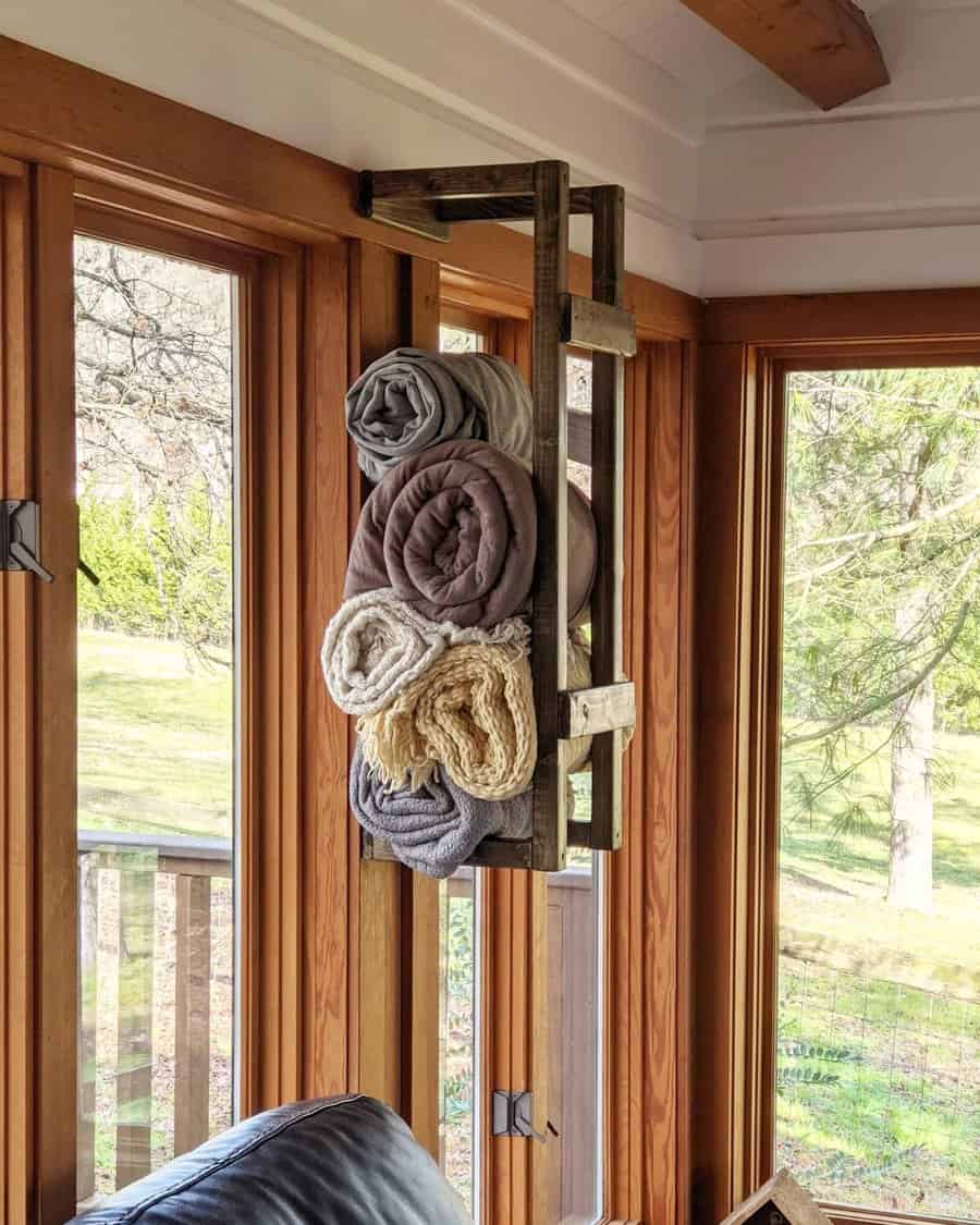 wall-mounted wooden rack