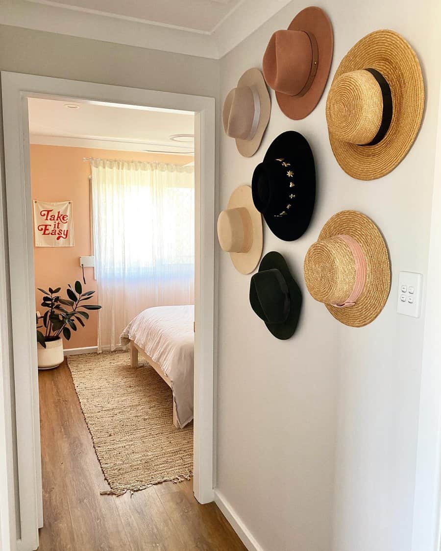 Wall mounted hat hooks