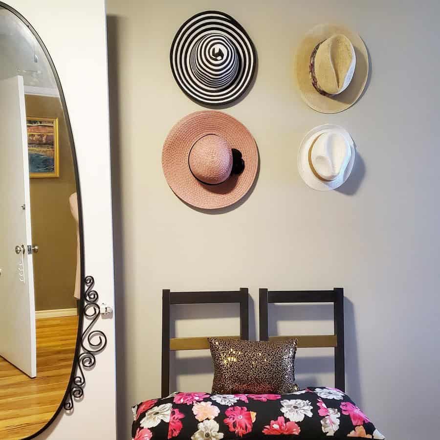 Wall mounted hat hooks