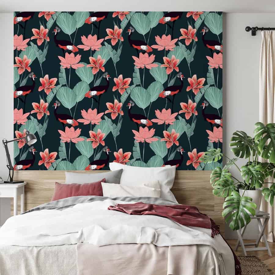 Floral bedroom wallpaper